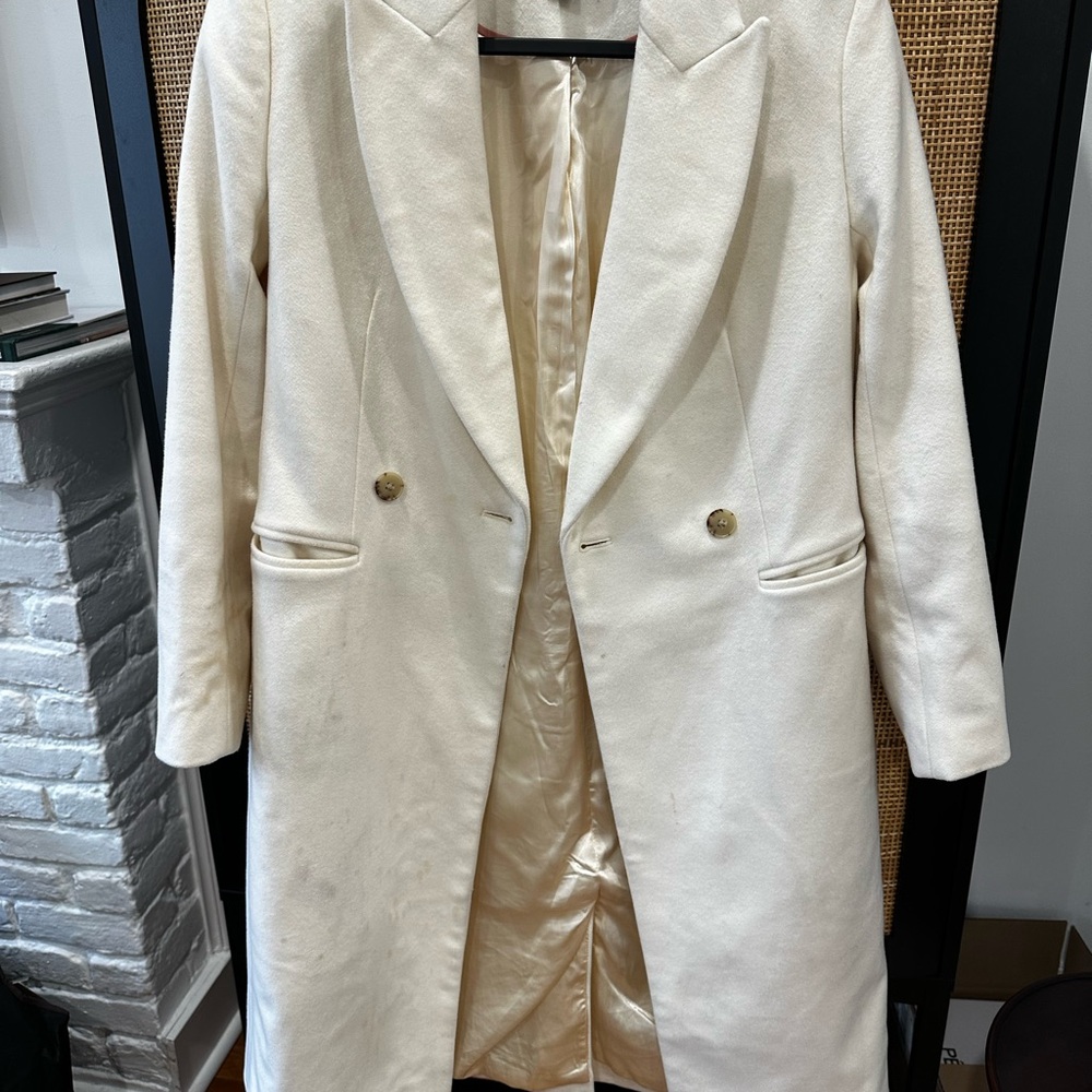 J.Crew Cream Double-Breasted Wool Coat